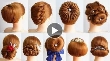 Top 9 Cute And Easy Hairstyles Bun | Updo Hairstyle With Braids | New Hairstyle For Wedding Guest