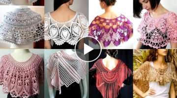 Bridal Wear Fancy Crochet Cap Shawl Design Patterns //Crochet Knitted Cap Shawl