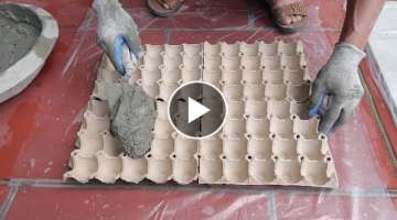 Project Reuse From Egg Tray And Cement - Ideas Making Flower Pot From Egg Tray