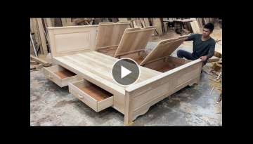 Amazing Woodworking Skills Ingenious Easy - Build A Modern Smart Bed With Secret Storage Compartm...